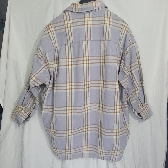 Moussy Oversized Women's Heavy Flannel Plaid Shacket shirt jacket lagenlook rare - Picture 4 of 10